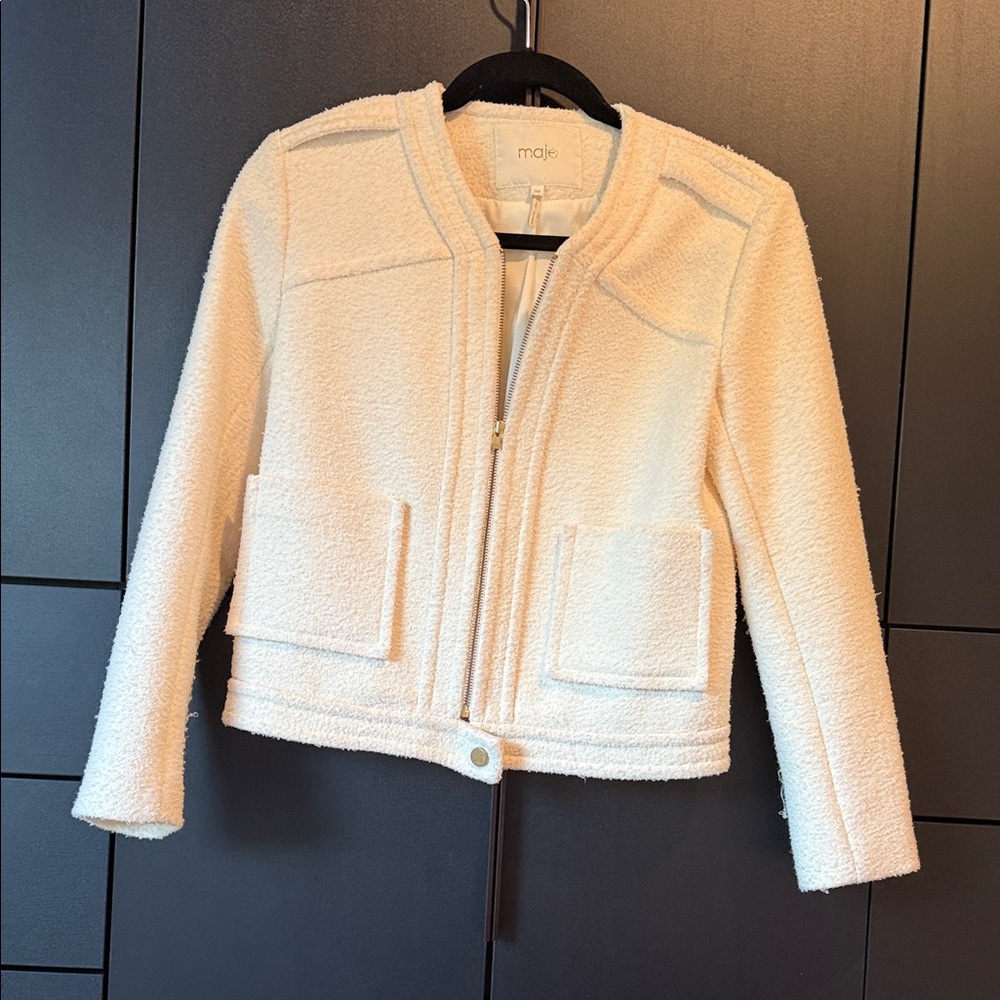 Maje Off-White Teddy Jacket